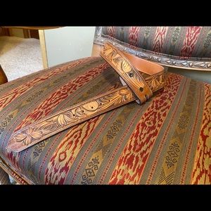 Tooled leather western belt size 32 pants size 25/26